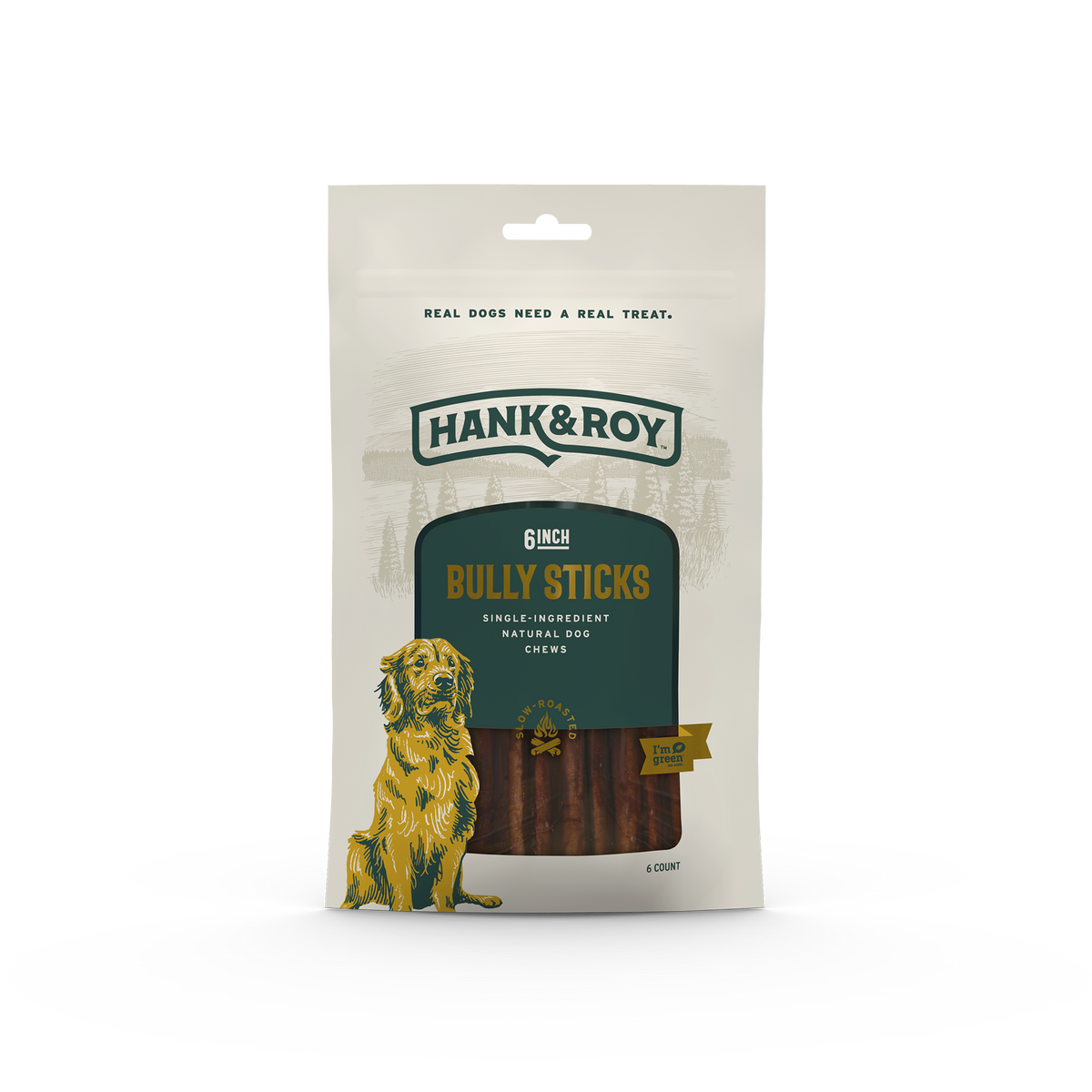 Bully Sticks for Dogs 6 Inch 6 Count Hank And Roy Pet Treats