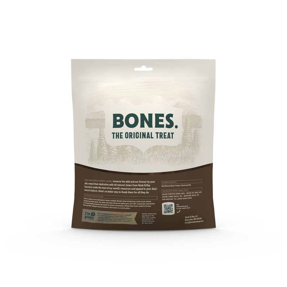 Hank & Roy's Beef Marrow Bones for Dogs - 6 Inch - 3 Count | Hank