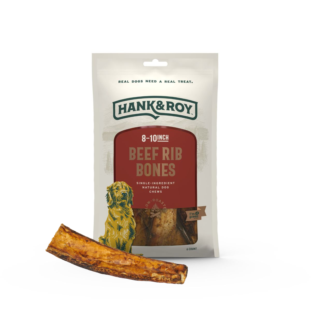 Beef Rib Bones for Dogs - 8-10 Inch - 6 Count | Hank And Roy Pet Treats